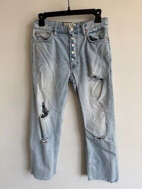 Free People Light Blue Distressed Relaxed Jeans
